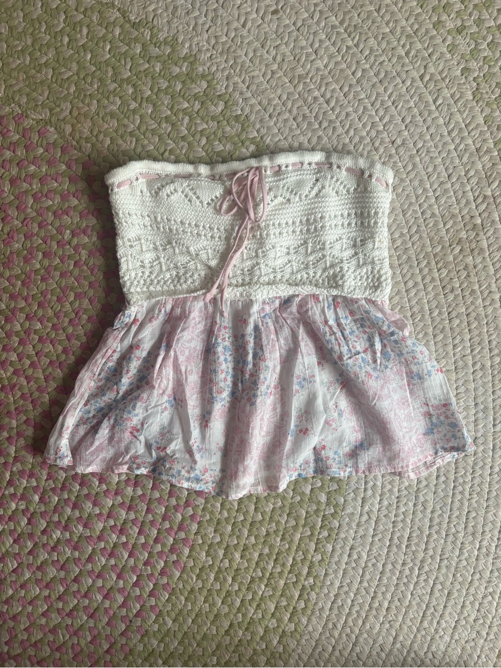 Hollister Crochet Pink Floral Tube Top